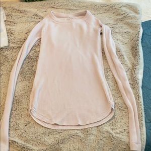 lululemon athletica Women's Light Pink Ribbed Scoop Neck Sweater